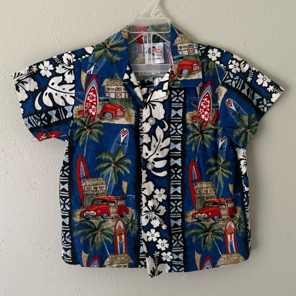Nui Nalu 2-Piece Set Hawaiian Print Button-Up Shirt and Shorts Size 3T